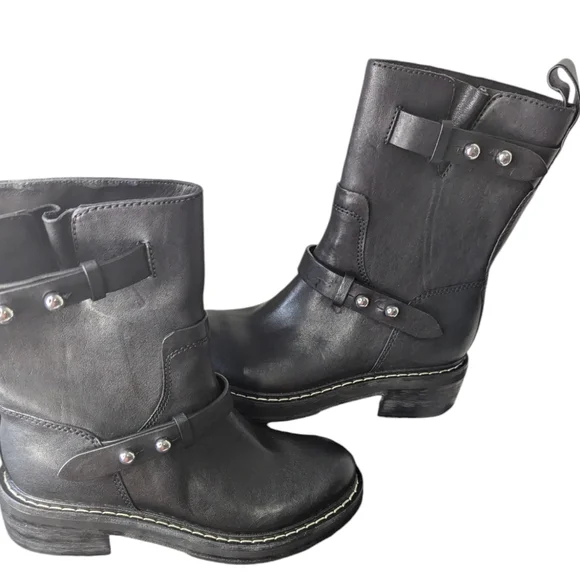 NEW...Rag And Bone Moto Black Boots... Size..EU 37.5...US 7.5